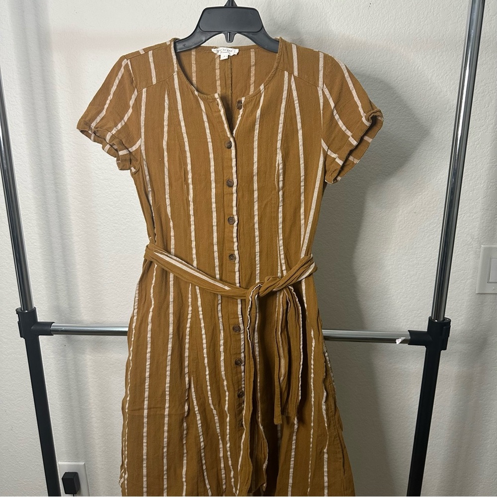 Brown midi button up dress size small